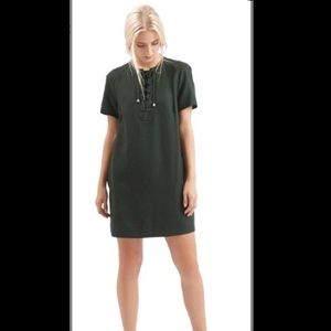 Topshop Dark Green Lace Up Tunic Casual Dress
